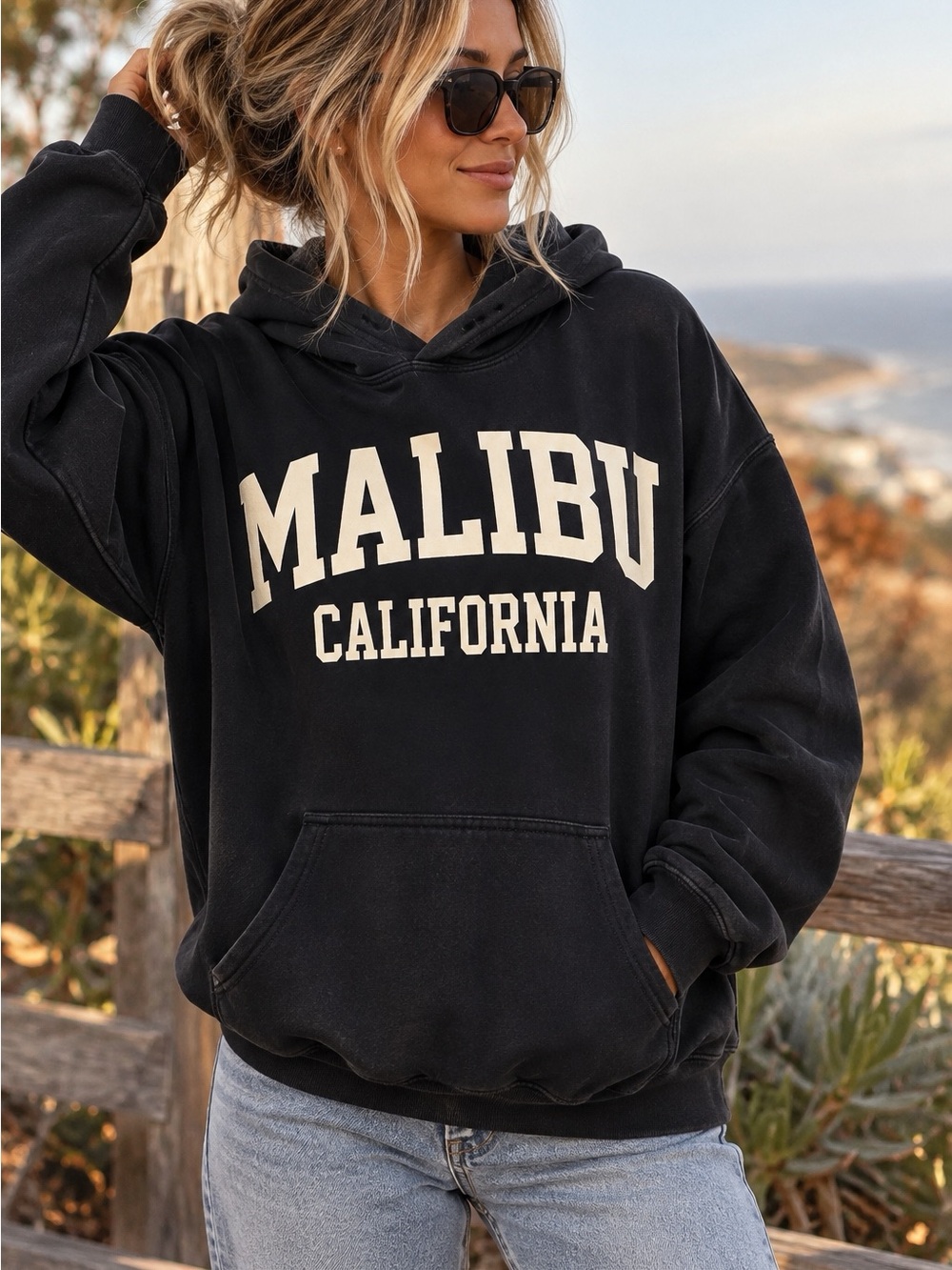 Brandy Melville Black Malibu California Hoodie